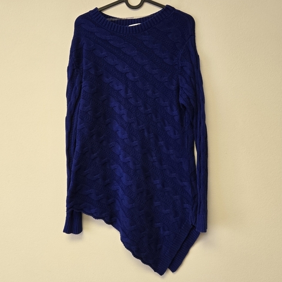 Peter Nygard Cable Knit Angled hem sweater Blue L - Picture 6 of 6